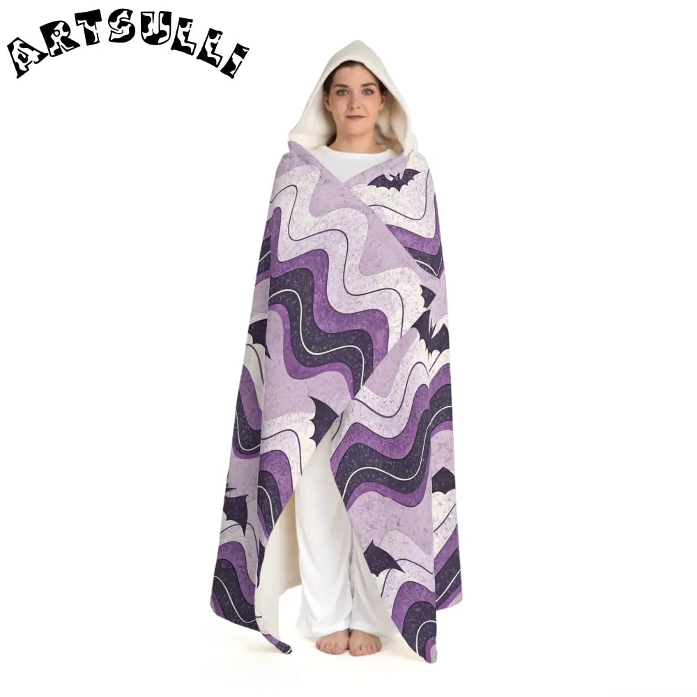 JAKKOUTTHEBXX Bat Wave Hooded Sherpa Fleece Blanket JAKKOUTTHEBXX