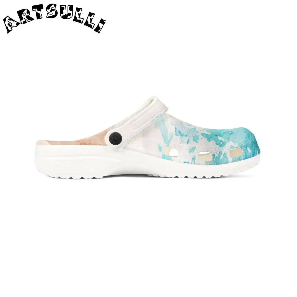 JAKKOUTTHEBXX Teal Gradient Polka Dot EVA Foam Clogs JAKKOUTTHEBXX