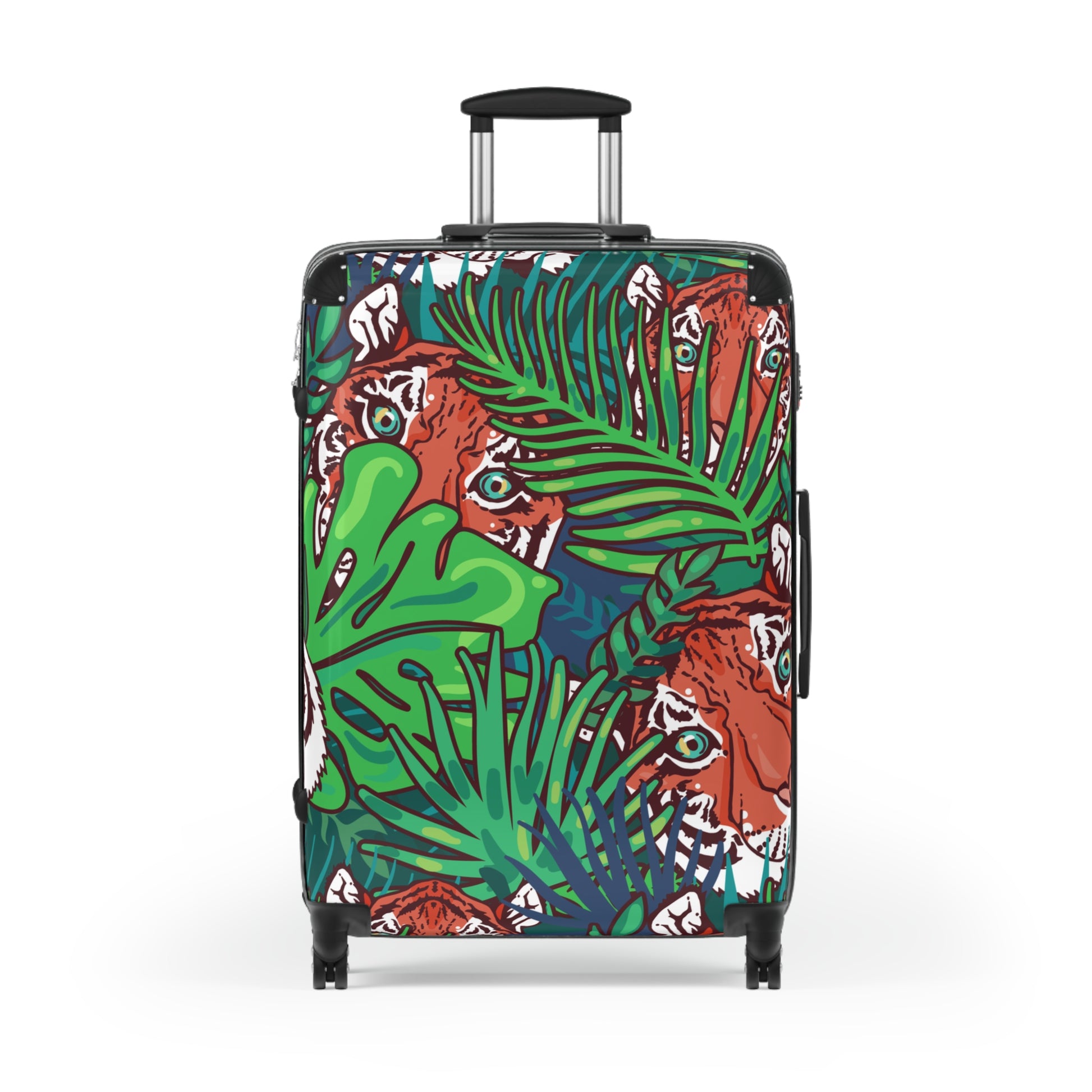 Tropical Jungle Tigers Blue and Green Tropical Jungle Tigers Blue and Green Suitcase, Artsulli - Art is Long, Life is Short, Bags, Size, Large, Color, Black, , , 14347051832922