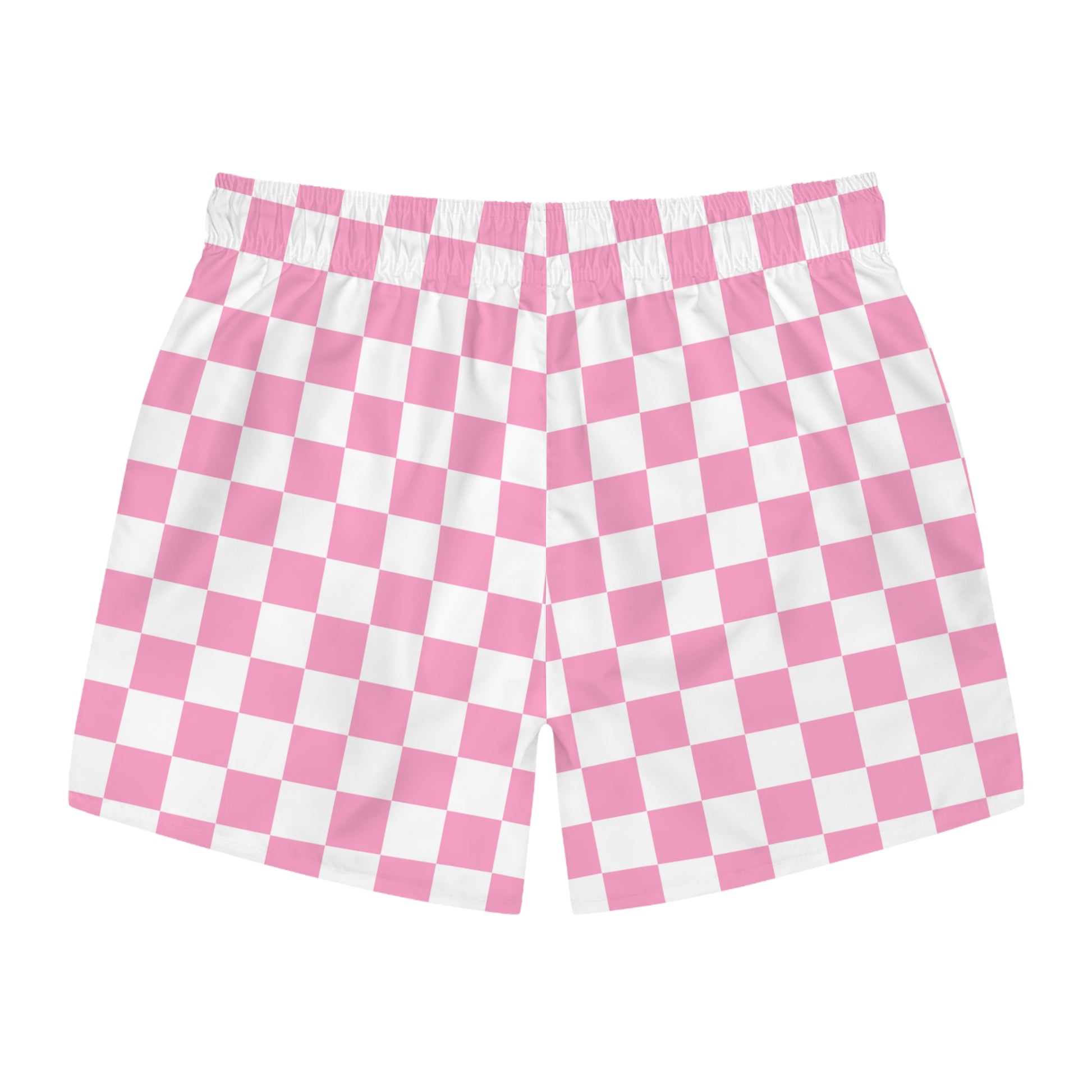 Checkerboard Hot Pink and White Swim Trunks (AOP), Artsulli - Art is Long, Life is Short, All Over Prints, , , , , , , 