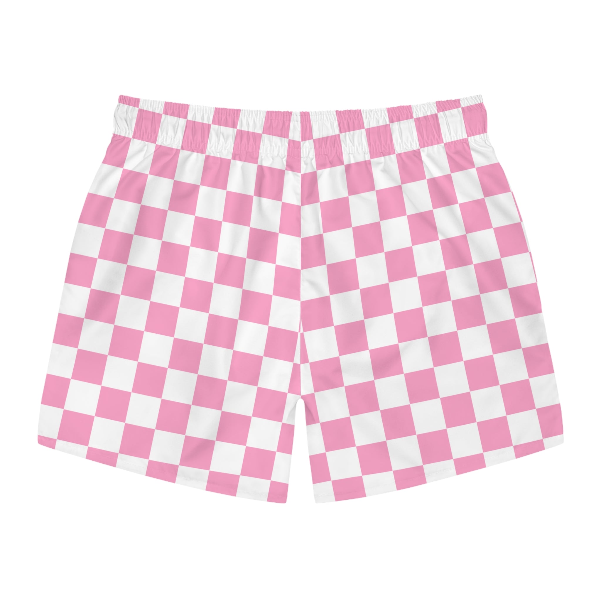 Checkerboard Hot Pink and White Swim Trunks (AOP), Artsulli - Art is Long, Life is Short, All Over Prints, , , , , , , 