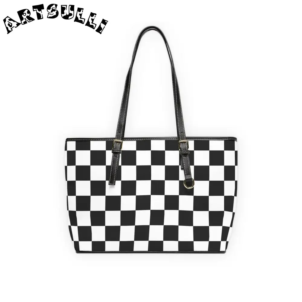 JAKKOUTTHEBXX Checkerboard White and Black PU Leather Shoulder Bag