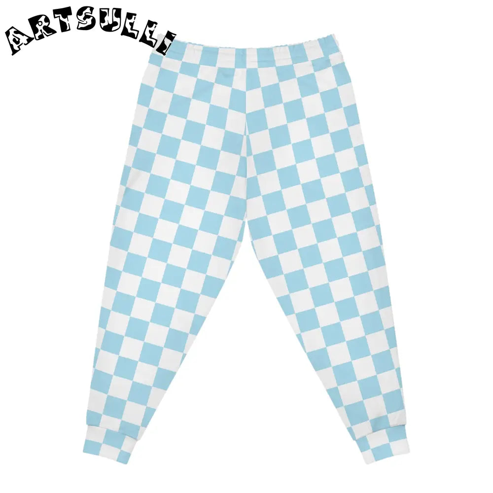 JAKKOUTTHEBXX Checkerboard Sky Blue Athletic Joggers (AOP)