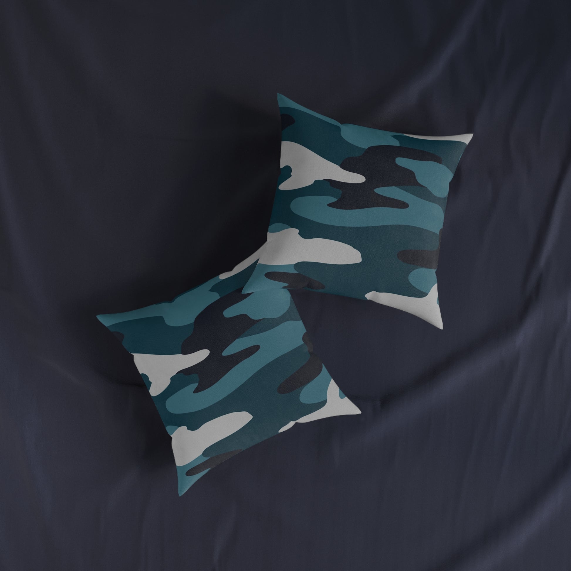 Blue Camouflage Square Pillow, Artsulli - Art is Long, Life is Short, Home Decor, , , , , , , 