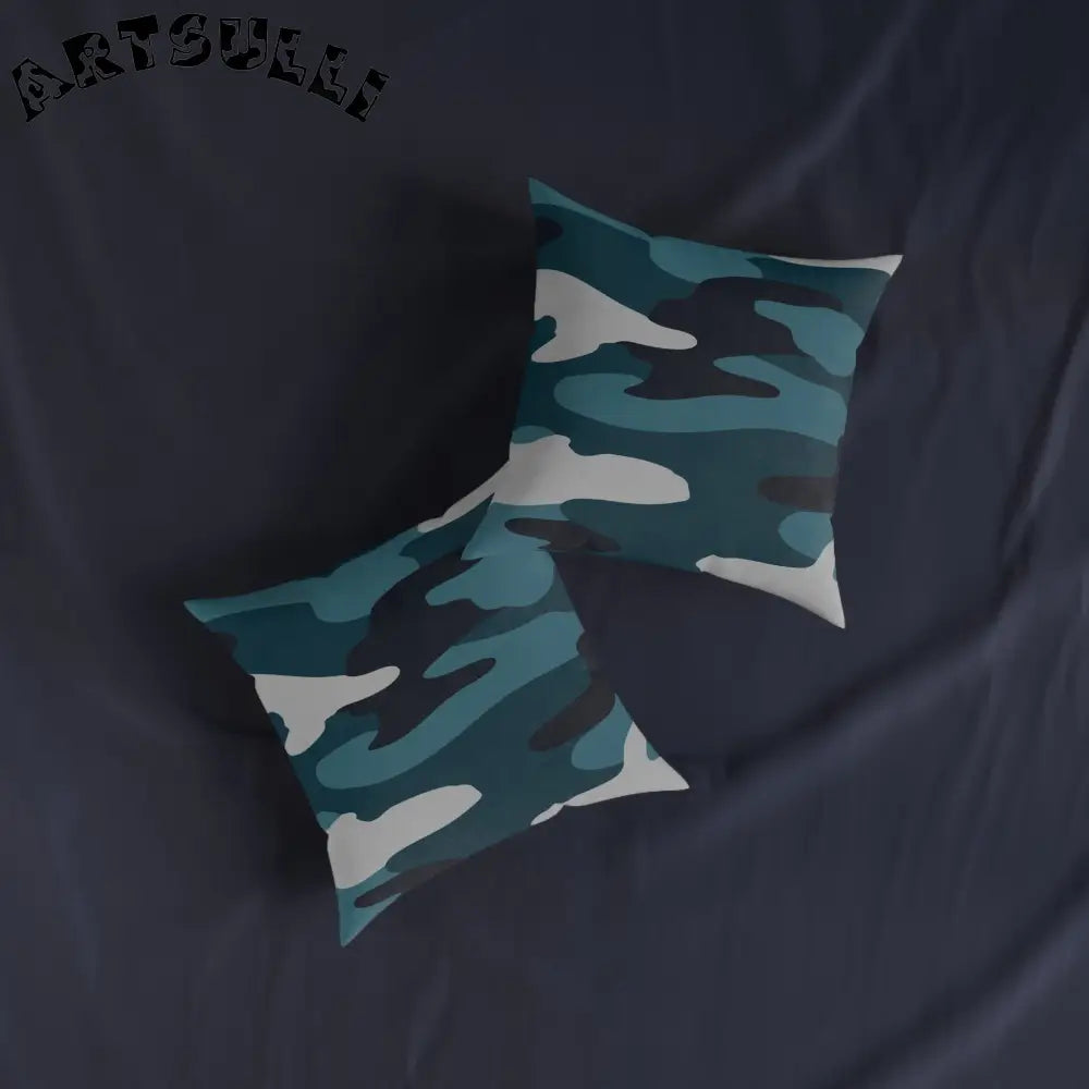 JAKKOUTTHEBXX Blue Camouflage Square Pillow JAKKOUTTHEBXX Artsulli