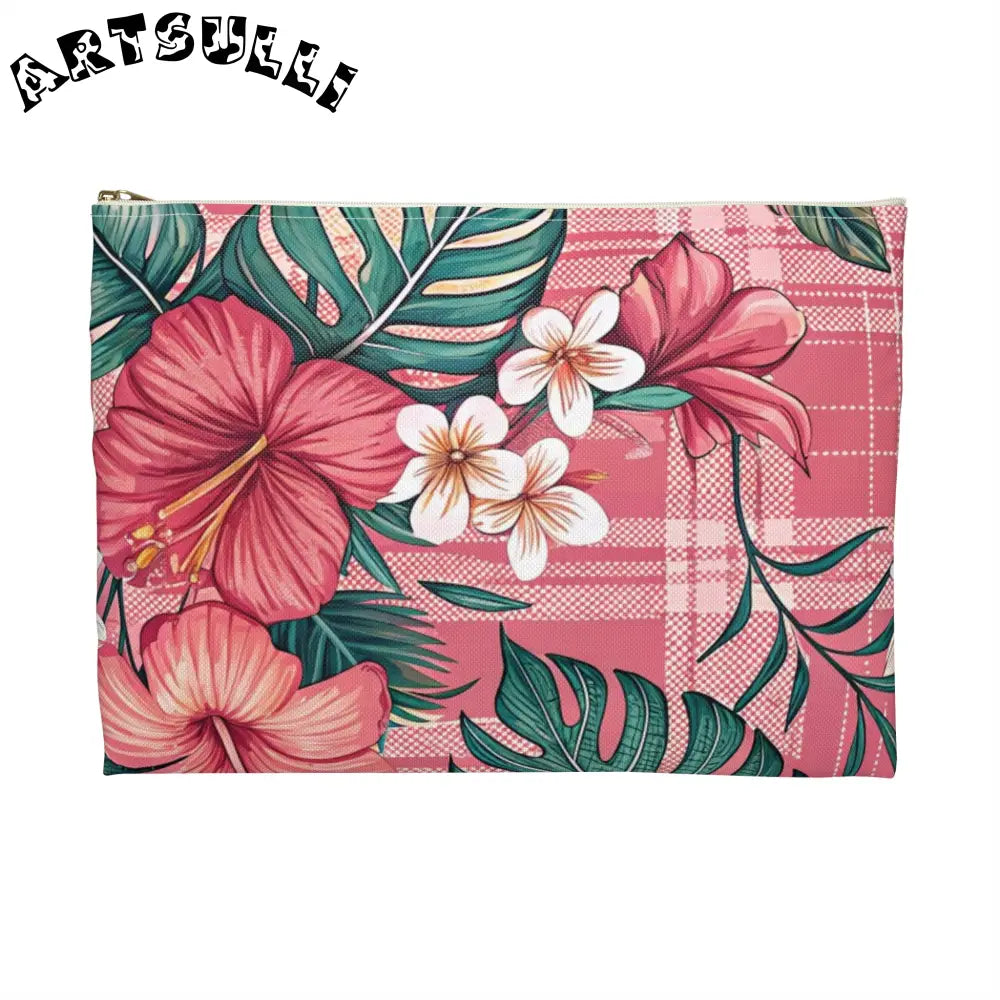 JAKKOUTTHEBXX Plaid x Floral Burgundy and Green Accessory Pouch