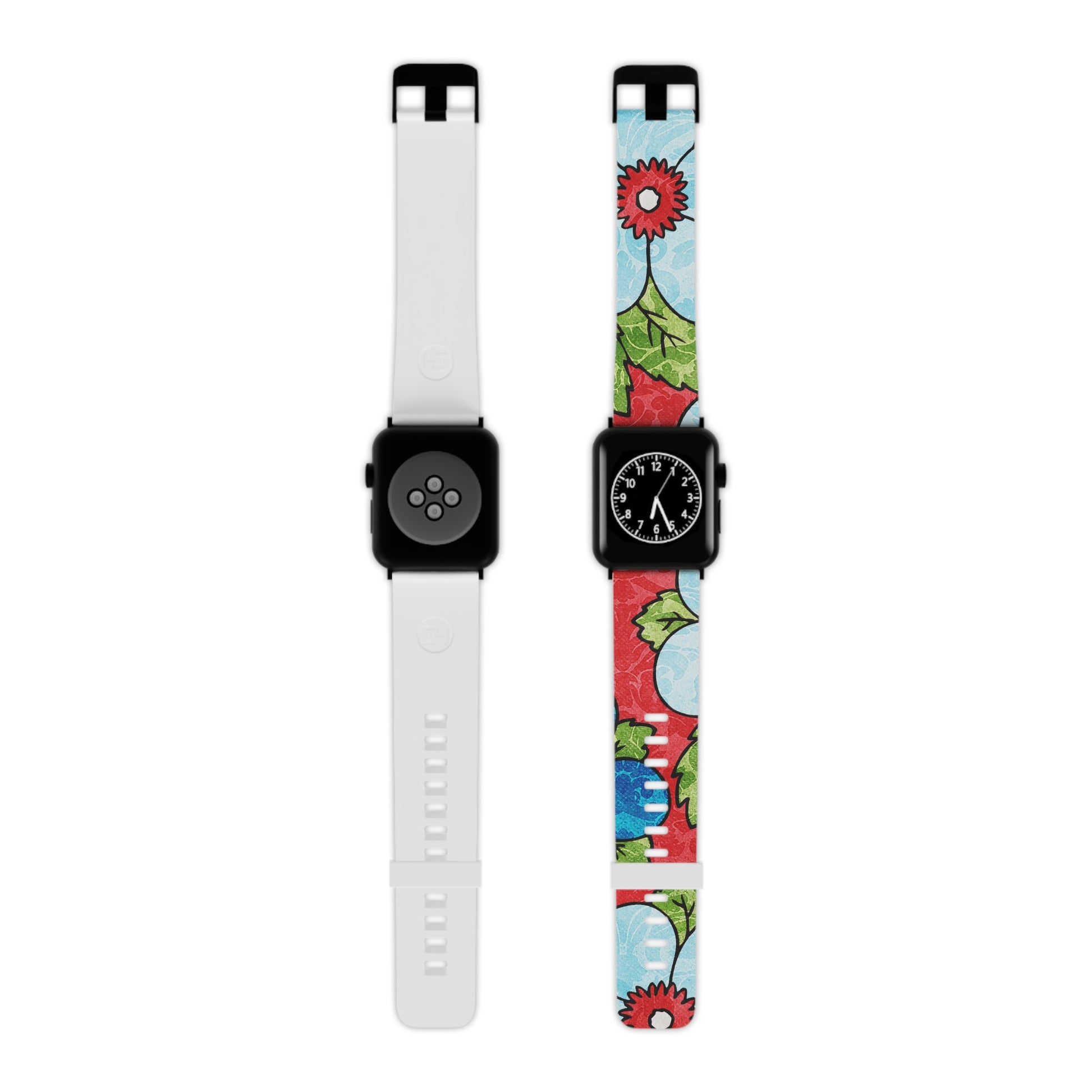 Groovy Red Floral Kl Watch Band for Apple Watch, Artsulli - Art is Long, Life is Short, Accessories, Size, 8'' × 0.75'' / 42 - 44 mm, Color, Black, , , 28341661016174909314