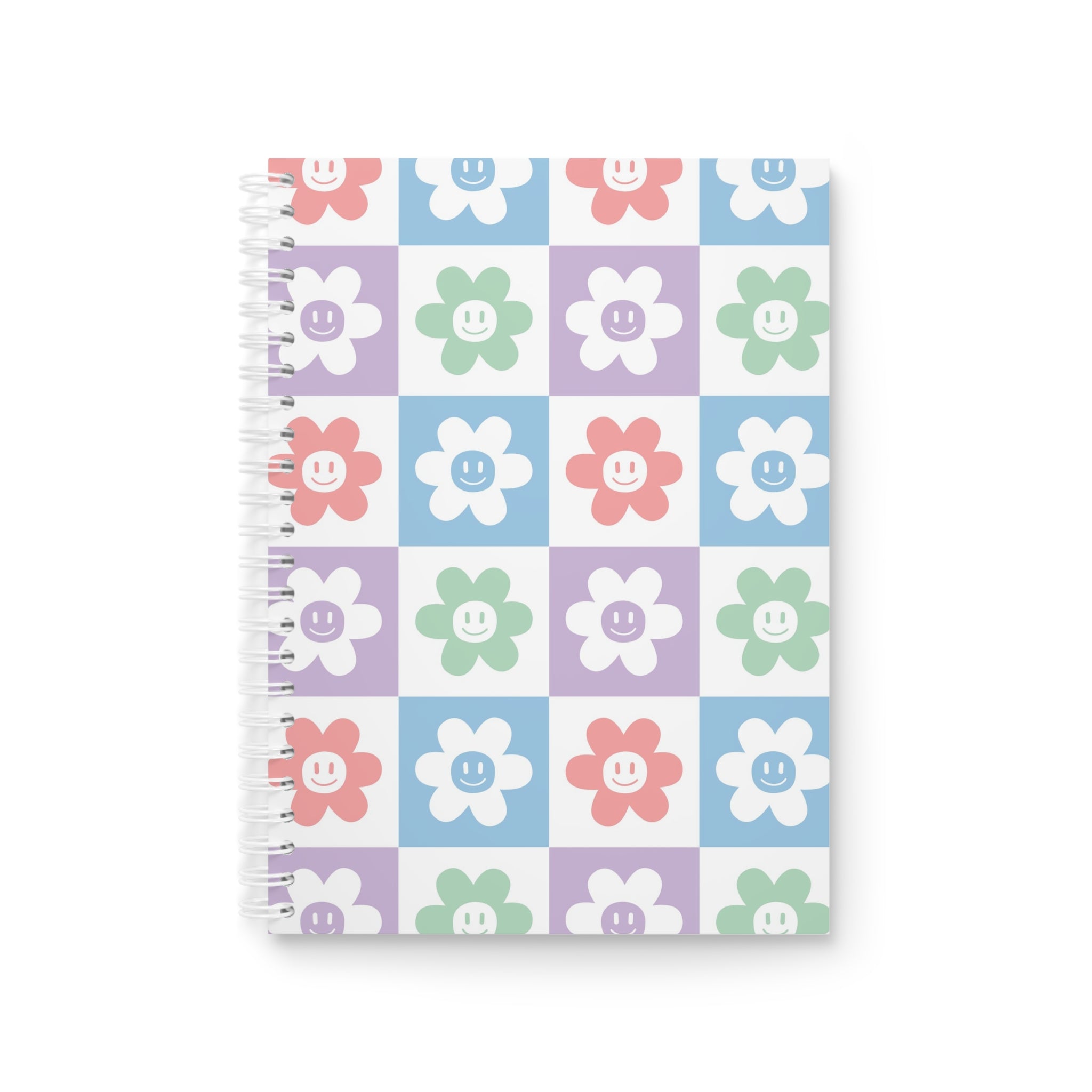 Chessboard x Smiley Face Flowers Multi-Color Spiral Notebook, Artsulli - Art is Long, Life is Short, Paper products, Size, One Size, , , , , 25879693658969176670