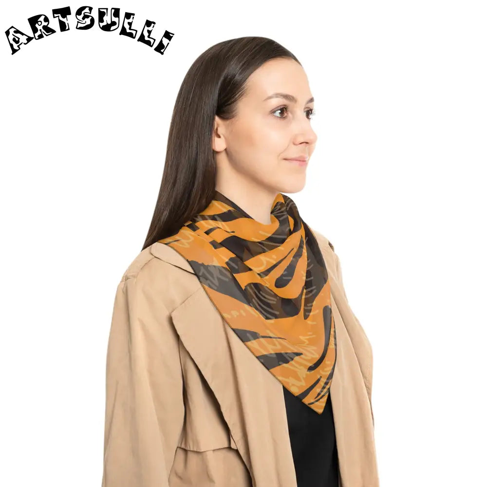 JAKKOUTTHEBXX Tiger Scratches Orange & Black Poly Scarf
