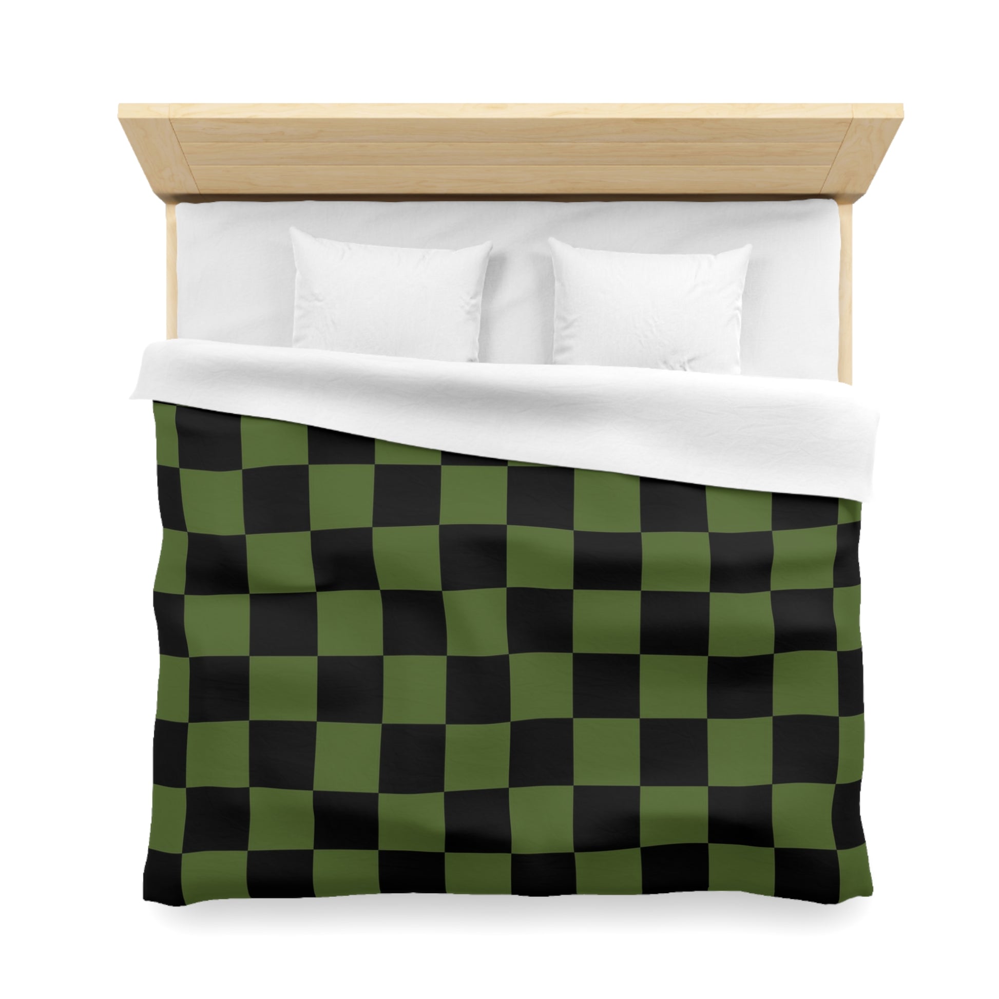 Checkerboard Olive Green and Black Microfiber Duvet Cover, Artsulli - Art is Long, Life is Short, Home Decor, , , , , , , 