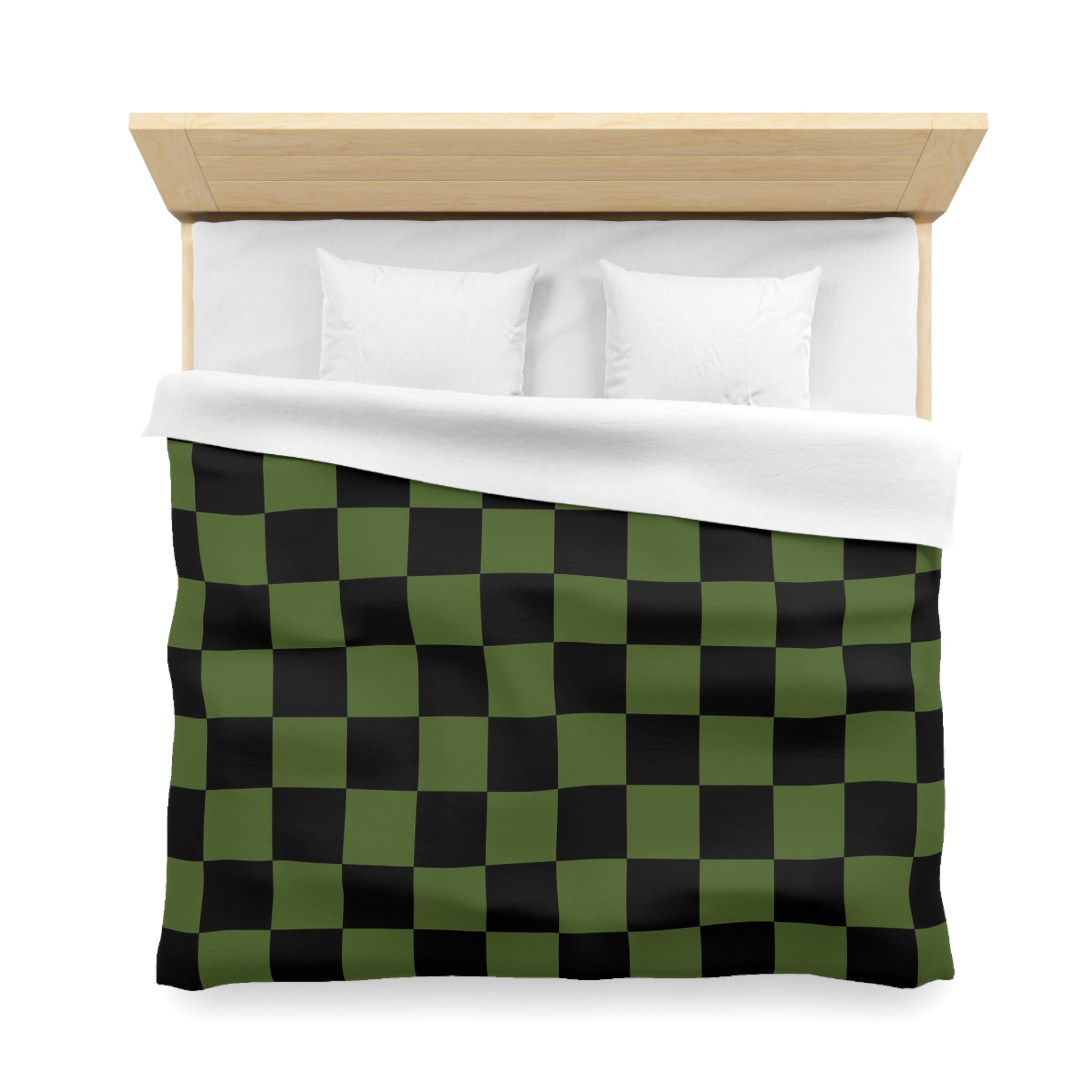 Checkerboard Olive Green and Black Microfiber Duvet Cover, Artsulli - Art is Long, Life is Short, Home Decor, , , , , , , 