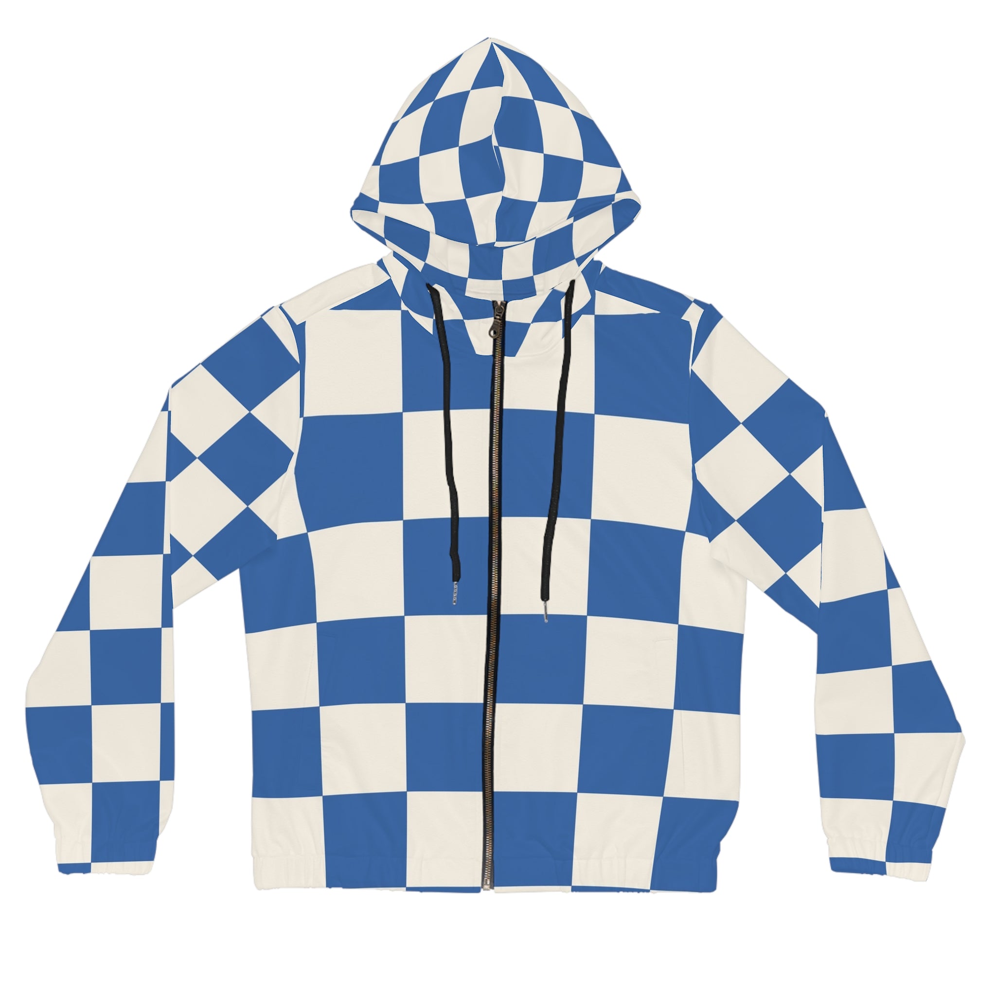Checkerboard Blue Women’s Full-Zip Hoodie (AOP), Artsulli - Art is Long, Life is Short, All Over Prints, Size, XS, Color, Black, , , 29367270777148746193