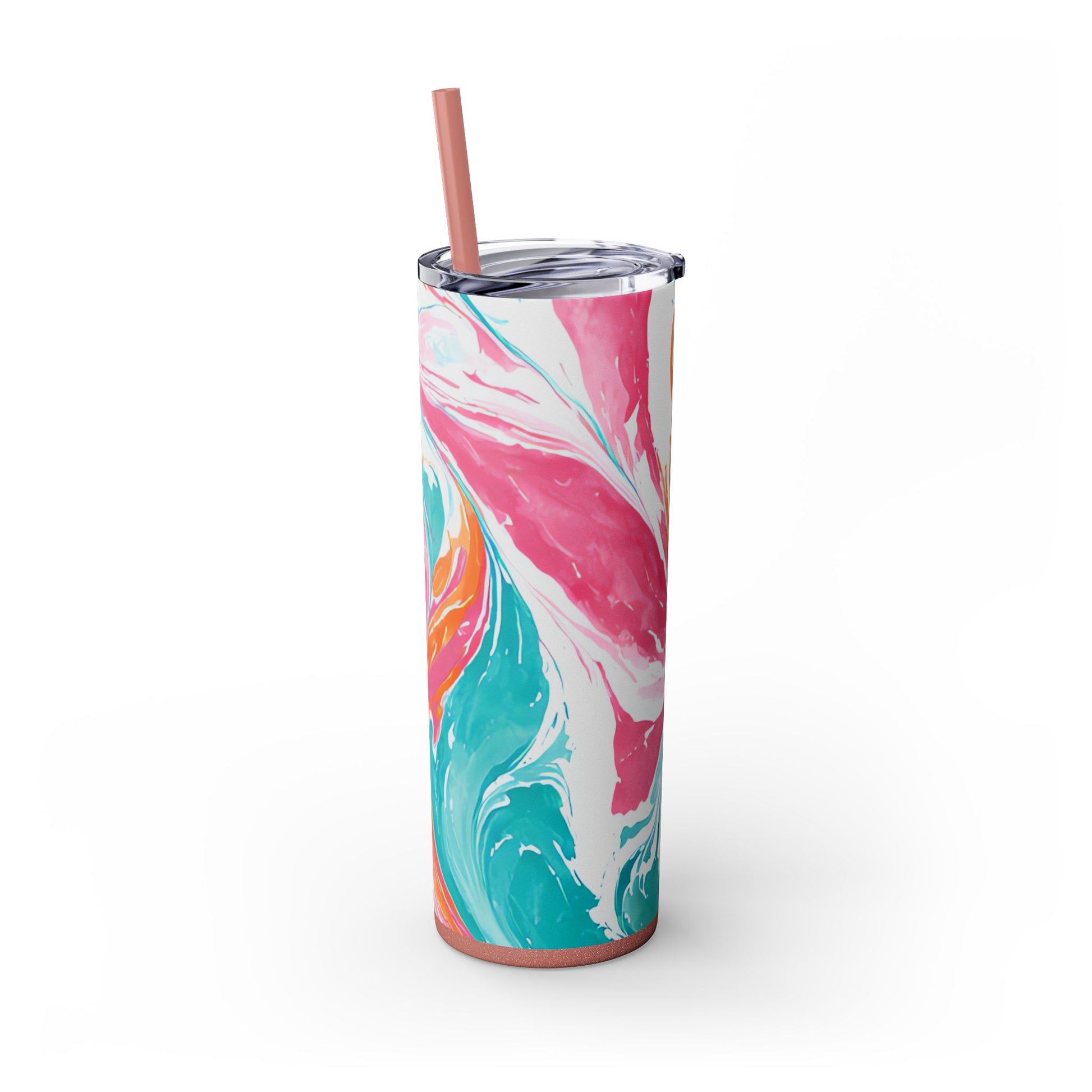 Liquid Pastel Spill Multi-Color Skinny Tumbler with Straw, 20oz, Artsulli - Art is Long, Life is Short, Mug, , , , , , , 