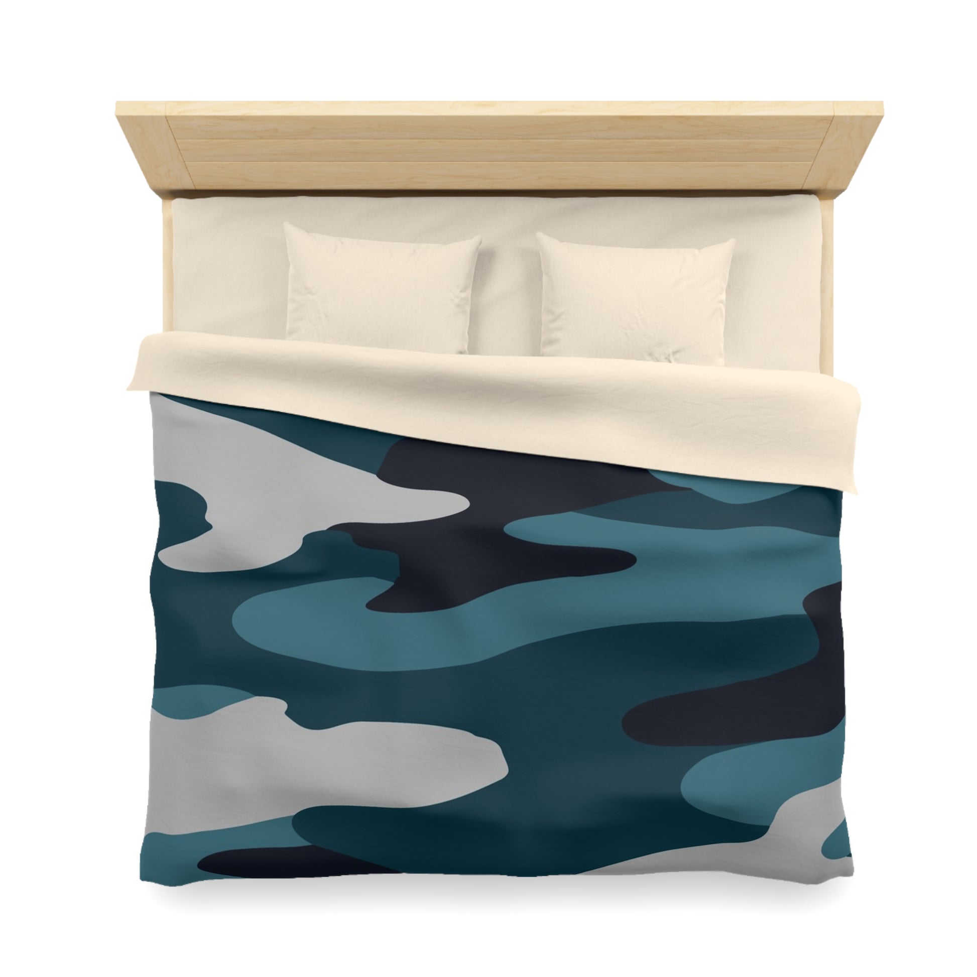 Blue Camouflage Microfiber Duvet Cover, Artsulli - Art is Long, Life is Short, Home Decor, , , , , , , 