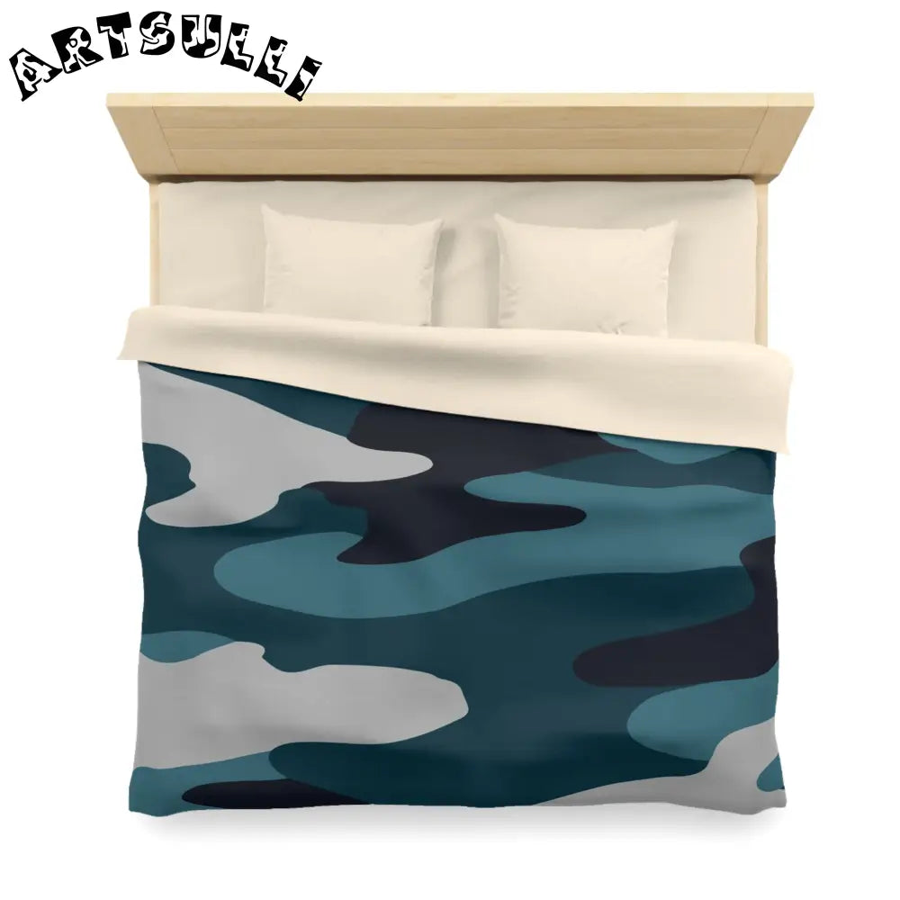 JAKKOUTTHEBXX Blue Camouflage Microfiber Duvet Cover JAKKOUTTHEBXX