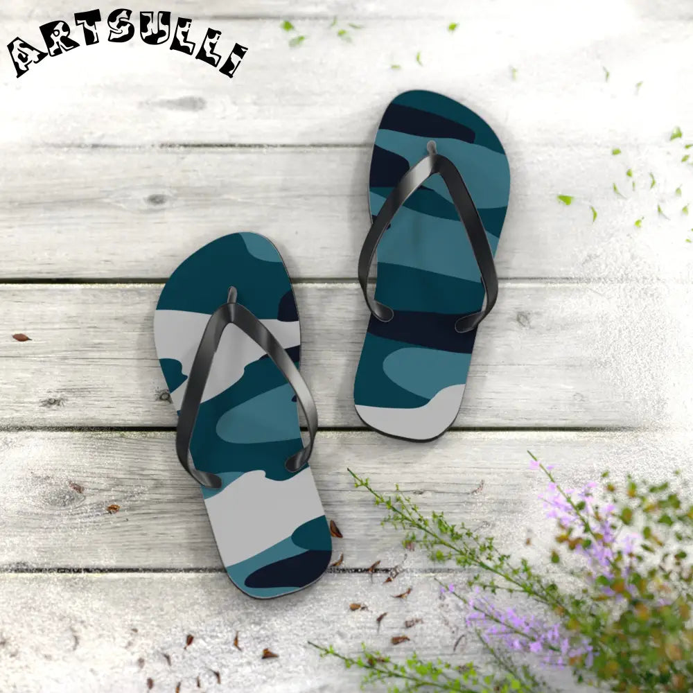 JAKKOUTTHEBXX Blue Camouflage Flip Flops JAKKOUTTHEBXX Artsulli