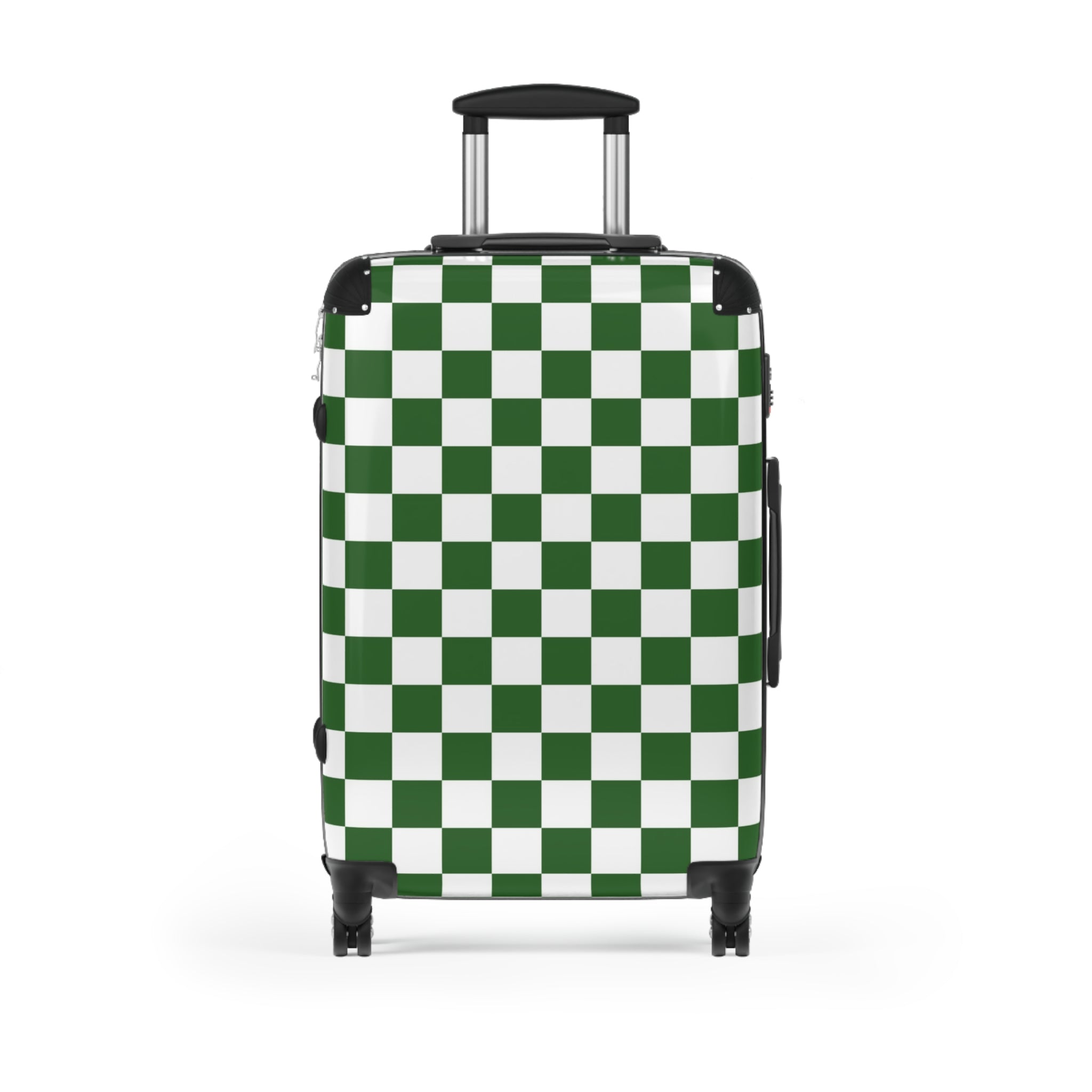 Checkerboard White and Dark Green Suitcase, Artsulli - Art is Long, Life is Short, Bags, Size, Medium, Color, Black, , , 79947454513338082466