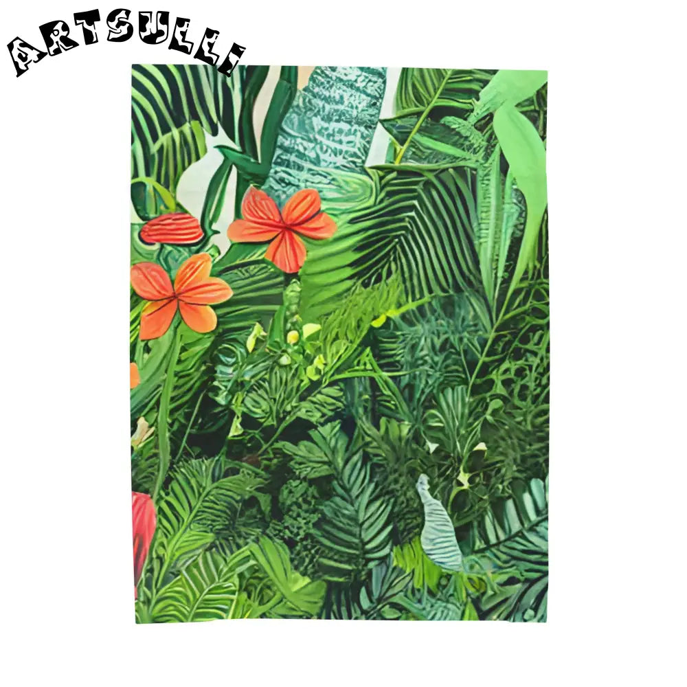 JAKKOUTTHEBXX Vibrant Jungle Scene Digital Art Print with Orange