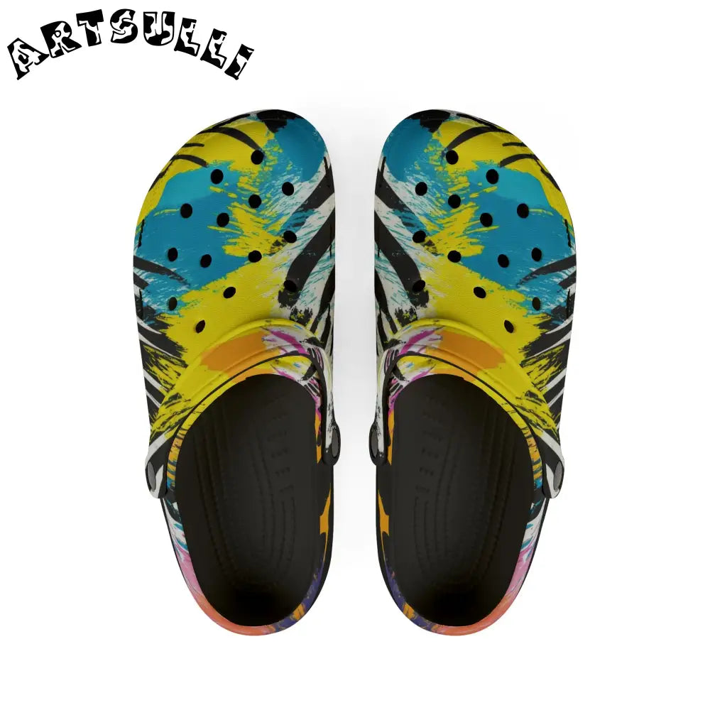 Zebra Stripes x Leopard Print x Paint Splatter EVA Foam Rubber Shoes (AOP), Artsulli - Art is Long, Life is Short, Shoes, Size, US 6 (Women's), Color, Black, , , 17685926296084