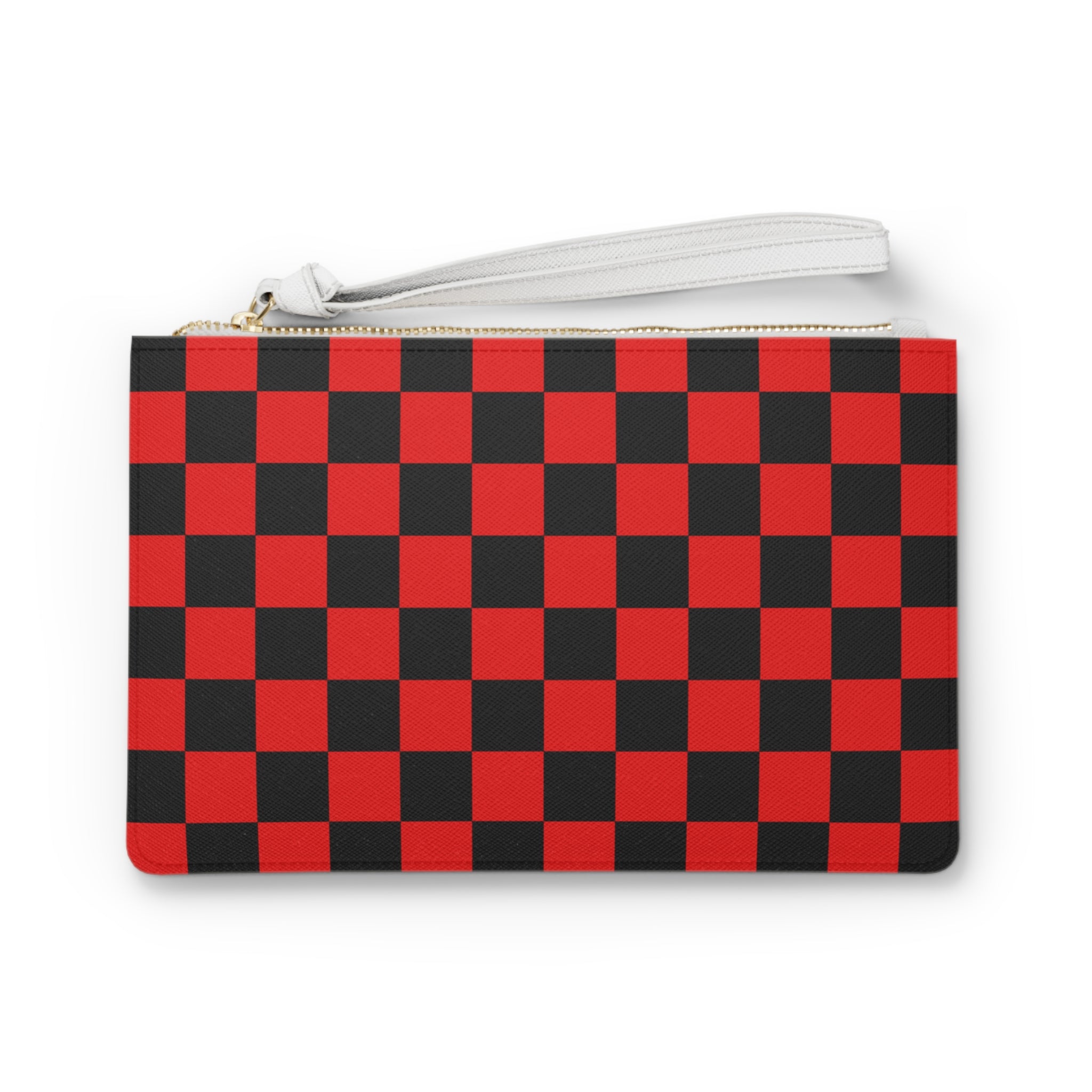Checkerboard Red and Black Clutch Bag, Artsulli - Art is Long, Life is Short, Bags, Size, One size, , , , , 23289278529961501990