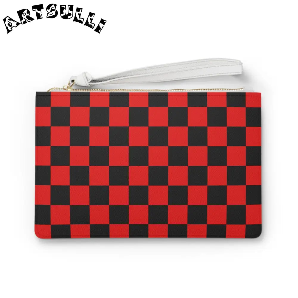 JAKKOUTTHEBXX Checkerboard Red and Black Clutch Bag JAKKOUTTHEBXX