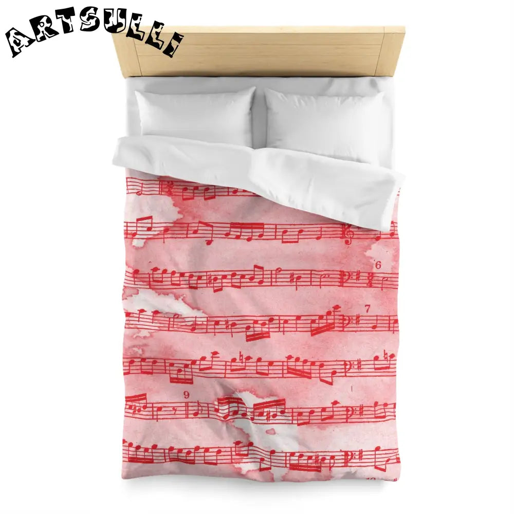 JAKKOUTTHEBXX Red Watercolor Sheet Music Art Printed Duvet Cover 2025