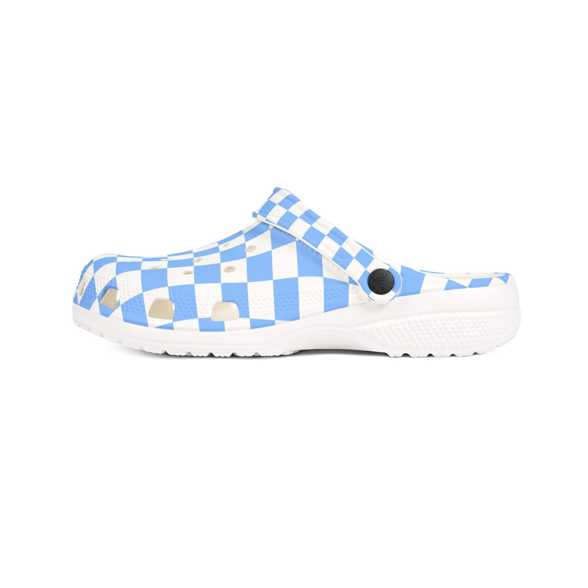 Checkerboard White and Light Blue EVA Foam Rubber Shoes (AOP), Artsulli - Art is Long, Life is Short, Shoes, , , , , , , 