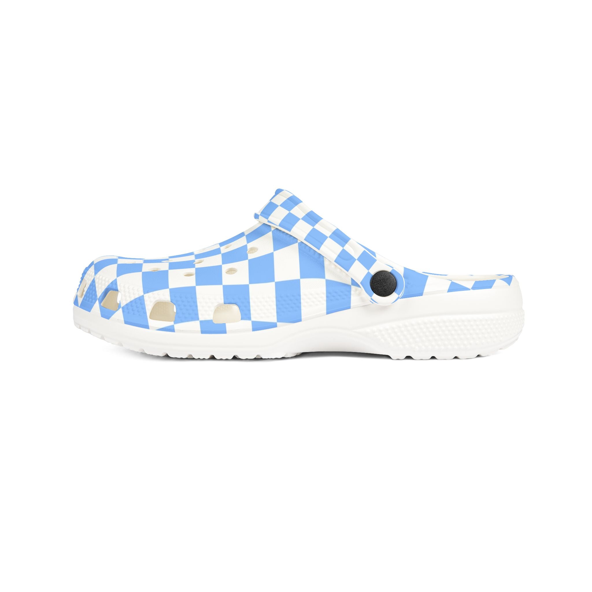 Checkerboard White and Light Blue EVA Foam Rubber Shoes (AOP), Artsulli - Art is Long, Life is Short, Shoes, , , , , , , 