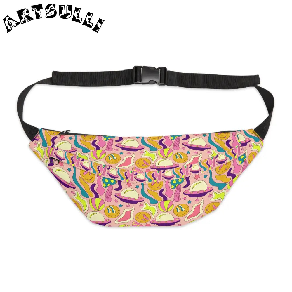 JAKKOUTTHEBXX Trippy Spaceships Pink Large Fanny Pack JAKKOUTTHEBXX
