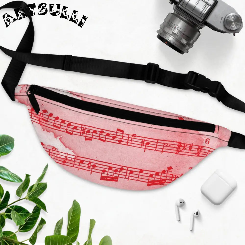 JAKKOUTTHEBXX Pink Music Note Fanny Pack with Inside Divider 2025