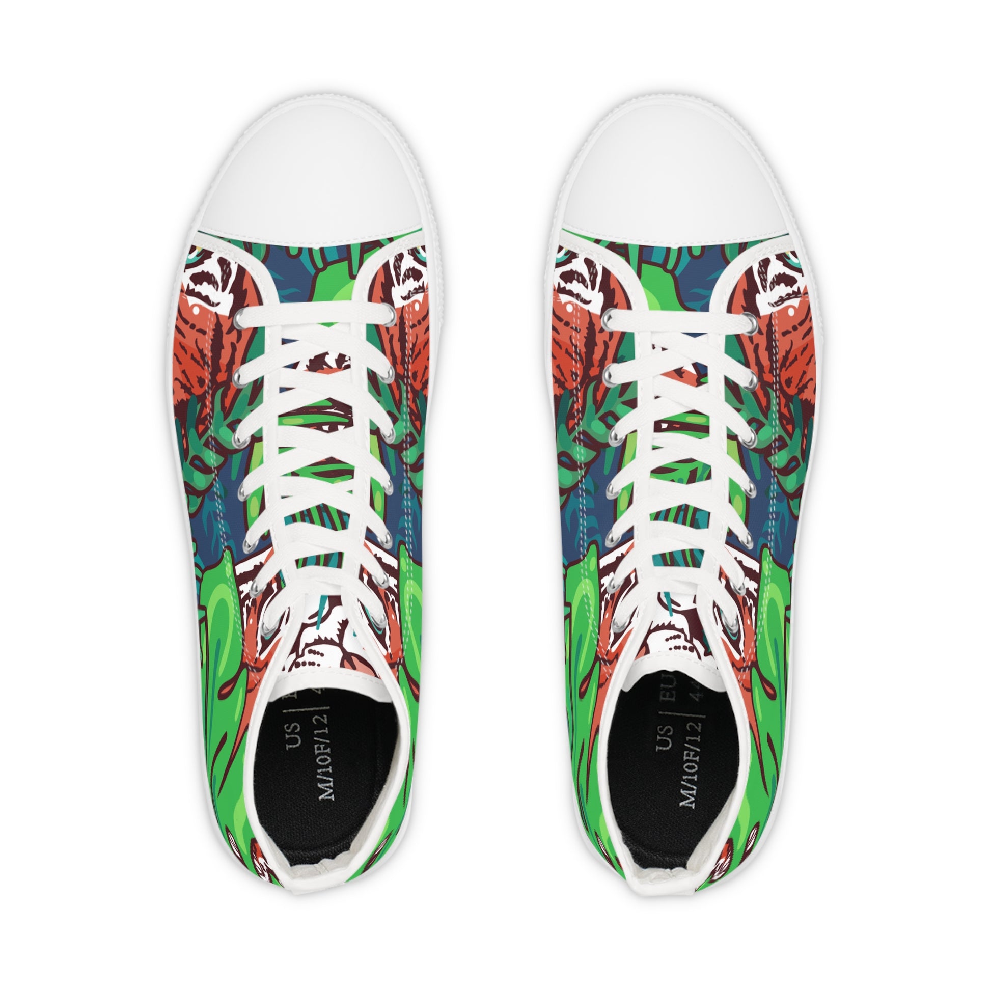 Tropical Jungle Tigers Green and Blue Men's High Top Sneakers, Artsulli - Art is Long, Life is Short, Shoes, , , , , , , 
