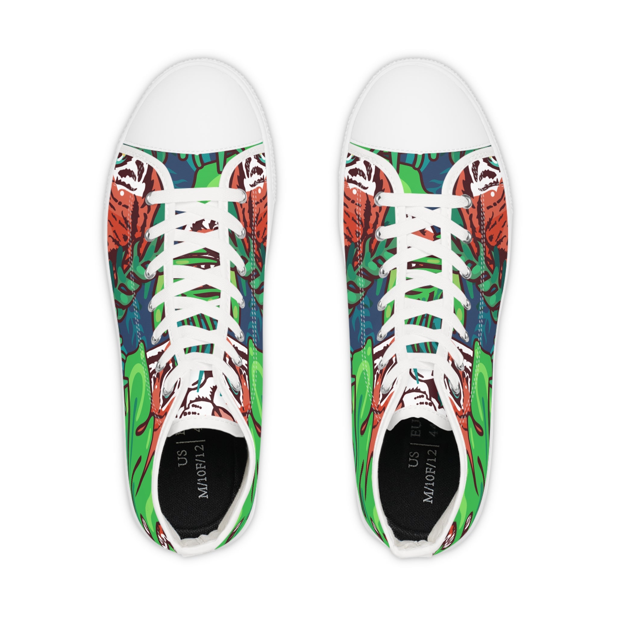Tropical Jungle Tigers Green and Blue Men's High Top Sneakers, Artsulli - Art is Long, Life is Short, Shoes, , , , , , , 