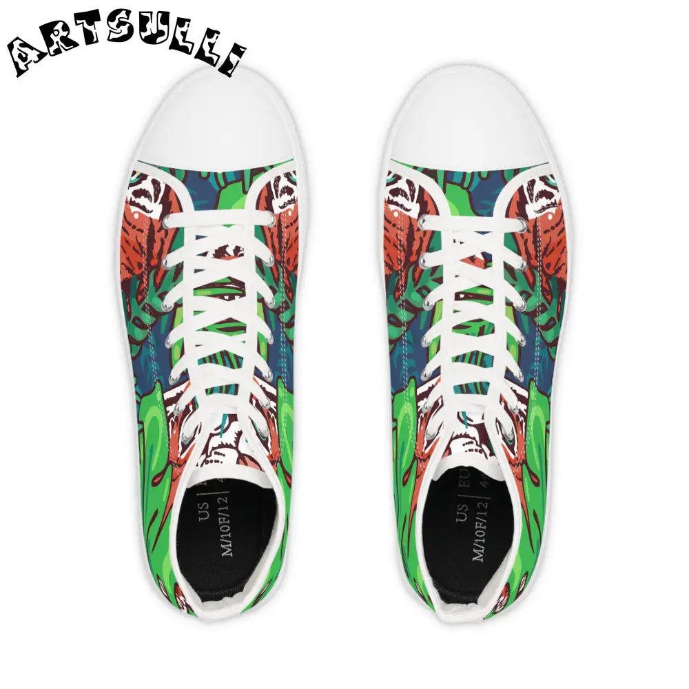 JAKKOUTTHEBXX Tropical Jungle Tigers Green and Blue Men’s High Top