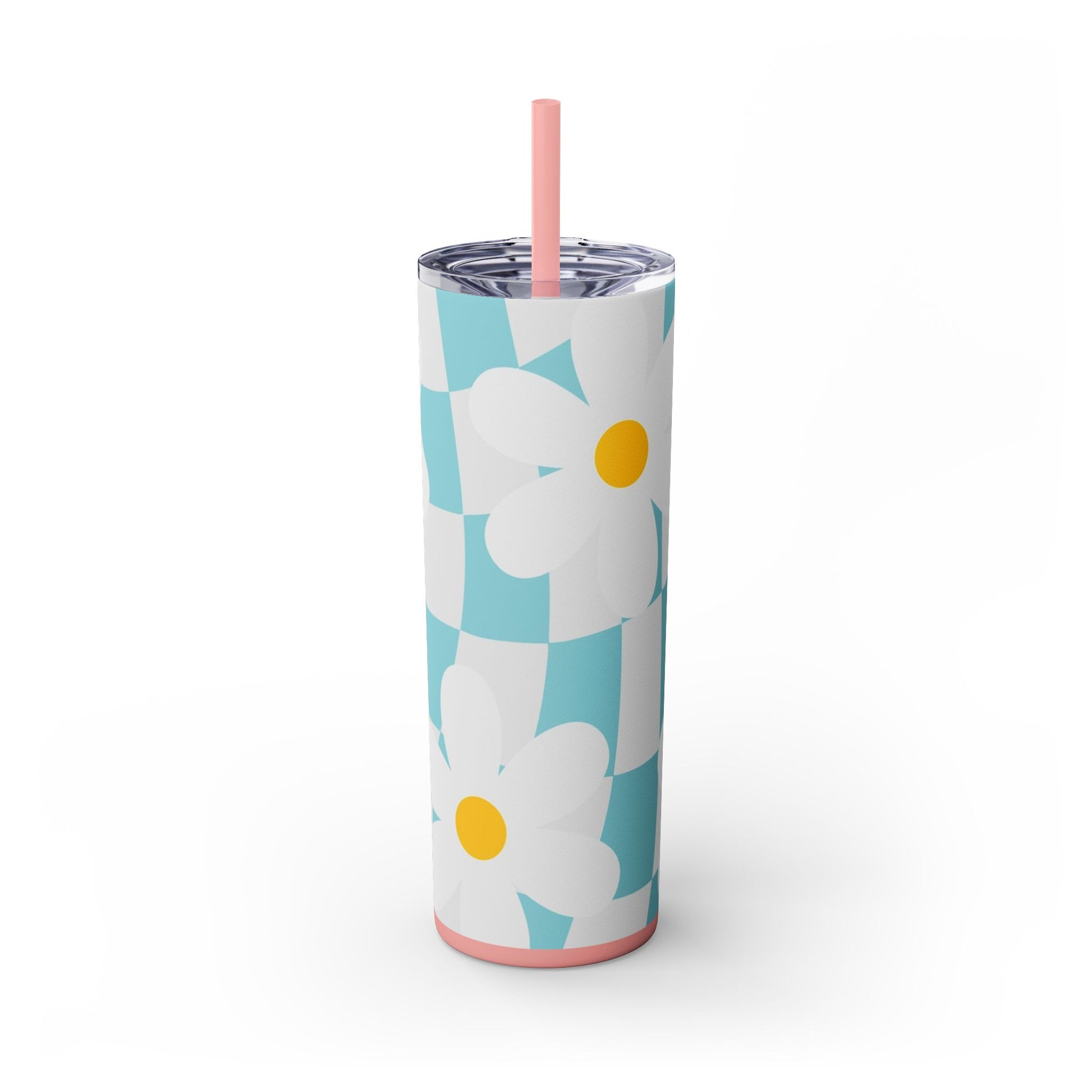 Trippy Check Garden Skinny Tumbler with Straw, 20oz, Artsulli - Art is Long, Life is Short, Mug, , , , , , , 