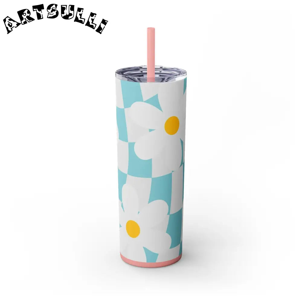 JAKKOUTTHEBXX Trippy Check Garden Skinny Tumbler with Straw 20oz