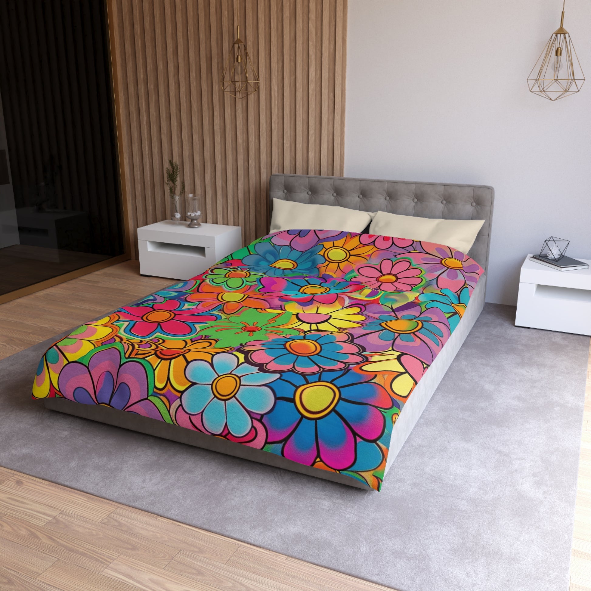 Chromatic Daisy Dream Microfiber Duvet Cover, Artsulli - Art is Long, Life is Short, Home Decor, , , , , , , 