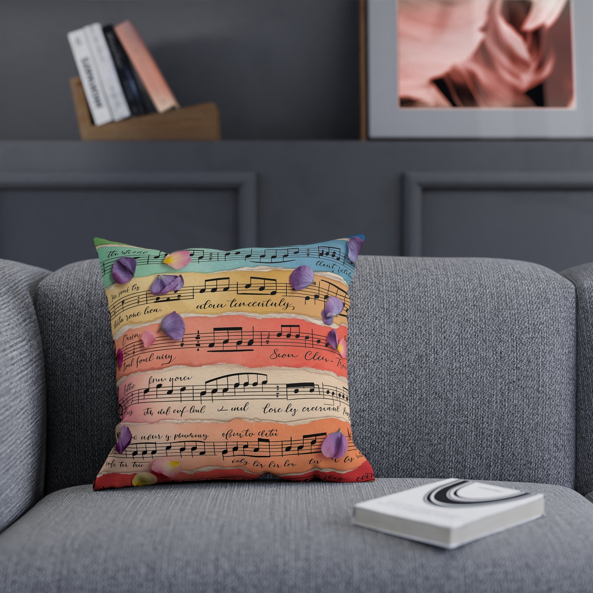 Torn Type Beat Sheet Music Multi-Color Cushion, Artsulli - Art is Long, Life is Short, Home Decor, , , , , , , 