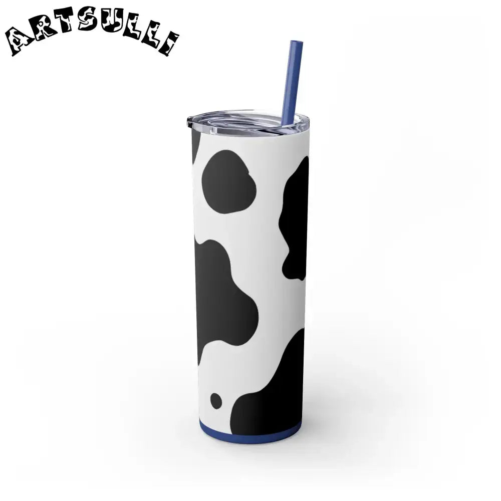 JAKKOUTTHEBXX White cow print skinny tumbler with clear lid