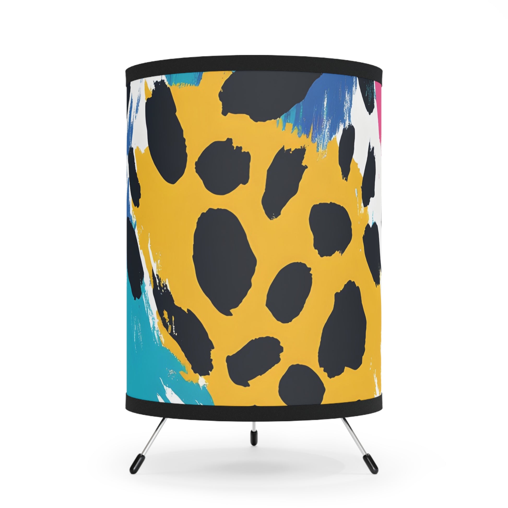 Leopard Print x Paint Brush Strokes Multi-Color Tripod Lamp with High-Res Printed Shade, US\CA plug, Artsulli - Art is Long, Life is Short, Home Decor, Size, One size, Color, Black, , , 10434292640139002249