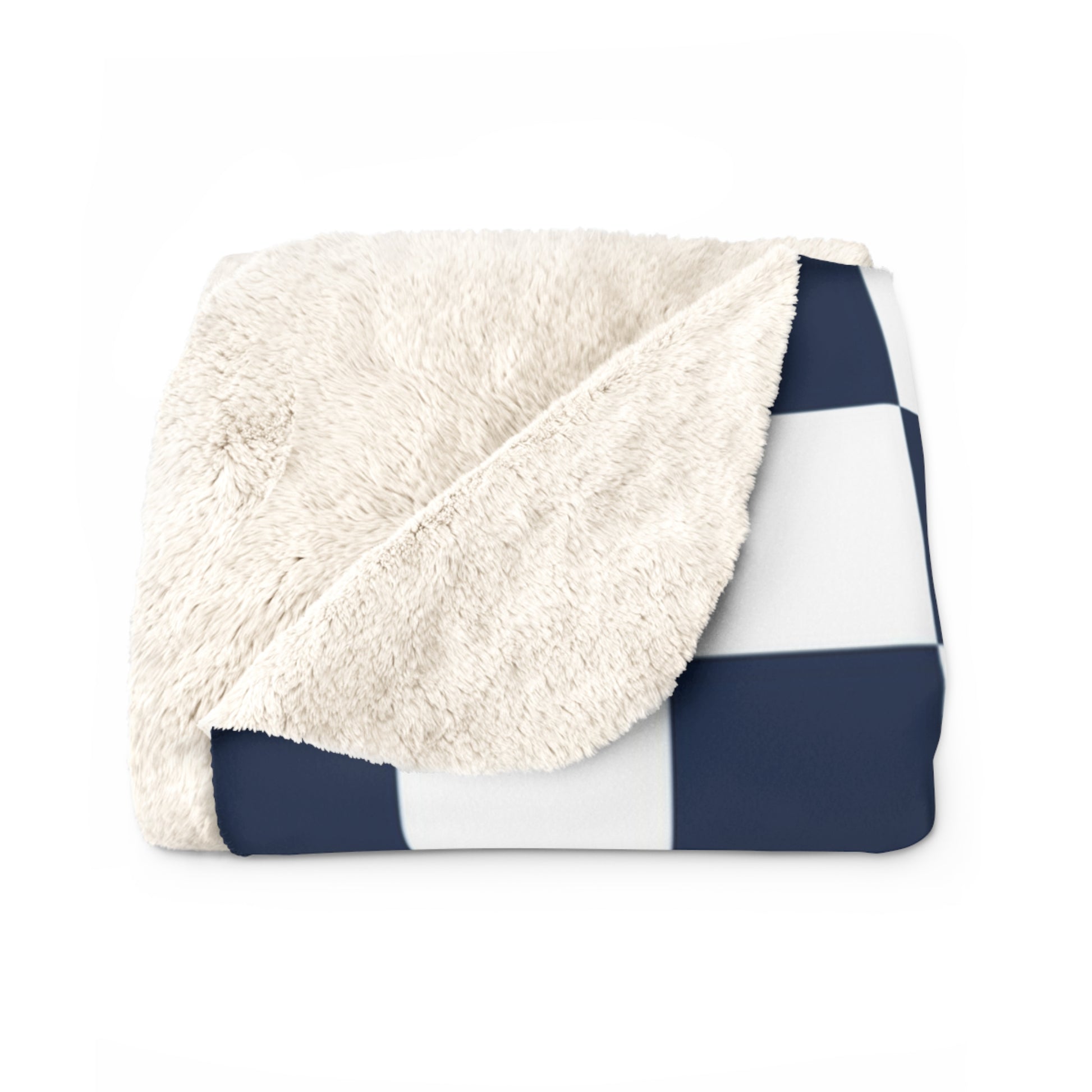 Checkerboard White and Navy Blue Sherpa Fleece Blanket, Artsulli - Art is Long, Life is Short, Home Decor, , , , , , , 