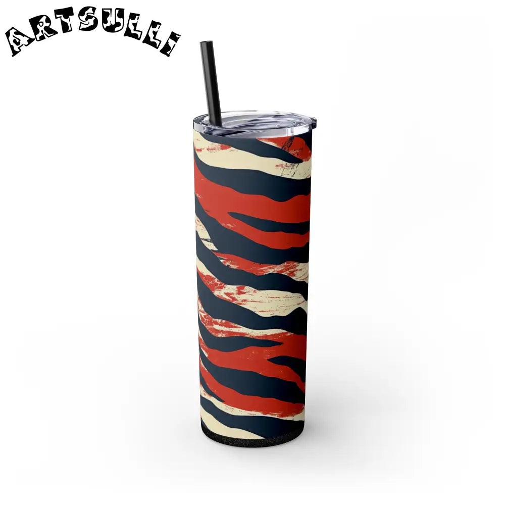 JAKKOUTTHEBXX Capricious Tiger Wave Skinny Tumbler with Straw 20oz