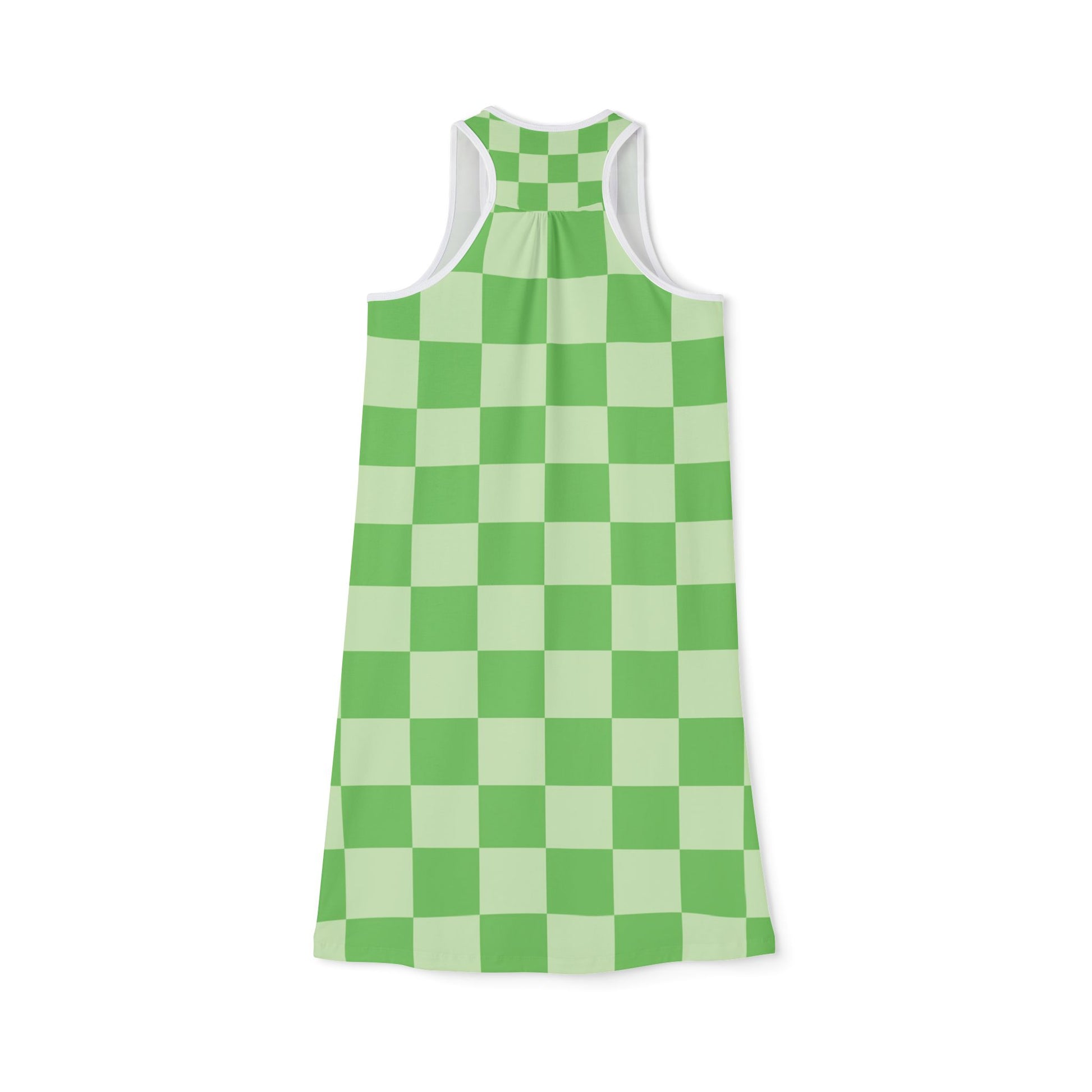 Checkerboard Green Women's Racerback Dress (AOP), Artsulli - Art is Long, Life is Short, Tank Top, , , , , , , 