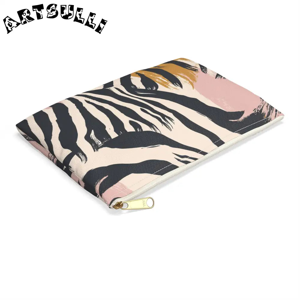 JAKKOUTTHEBXX Abstract Zebra Art Printed Clutch Bag Black Beige Pink