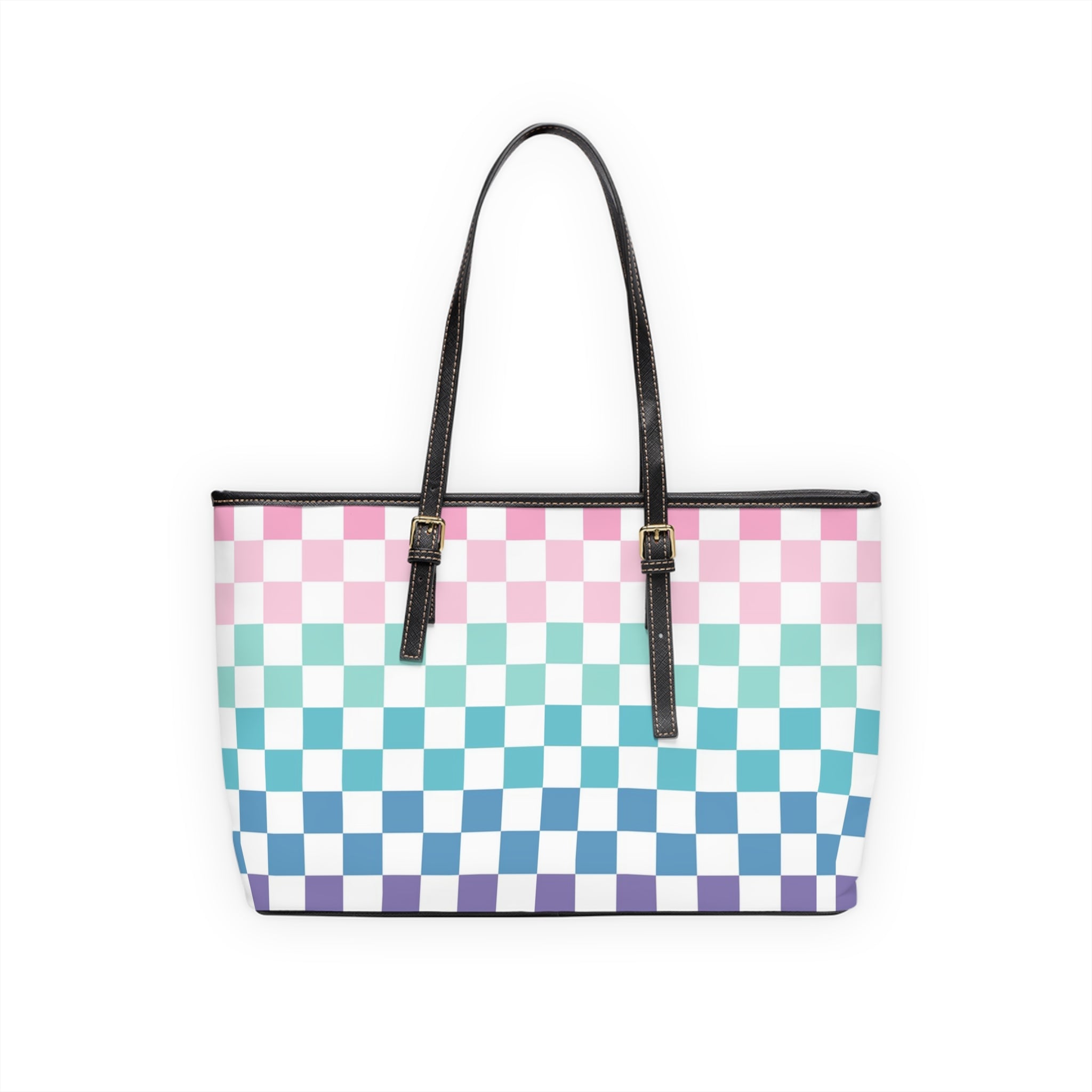 Vaporwave Rainbow  Checkerboard Multi-Color PU Leather Shoulder Bag, Artsulli - Art is Long, Life is Short, Bags, , , , , , , 