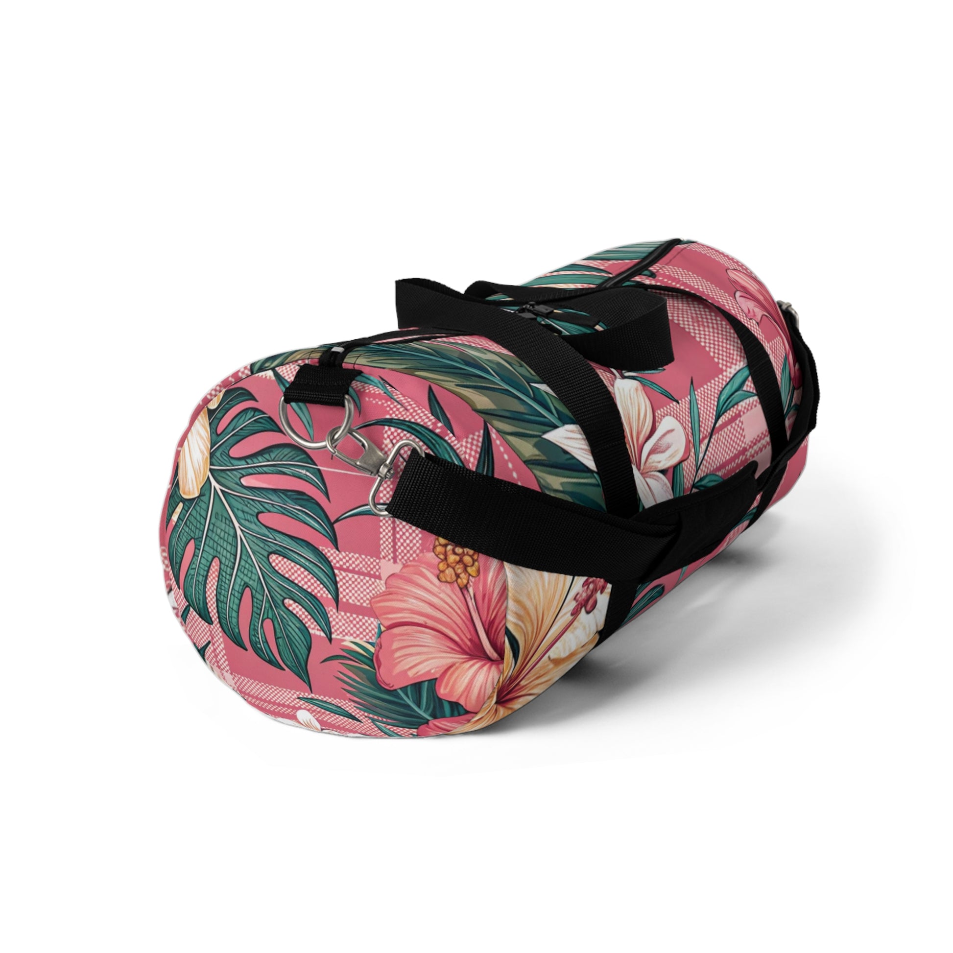 Plaid x Floral Burgundy and Green Duffel Bag, Artsulli - Art is Long, Life is Short, Bags, , , , , , , 
