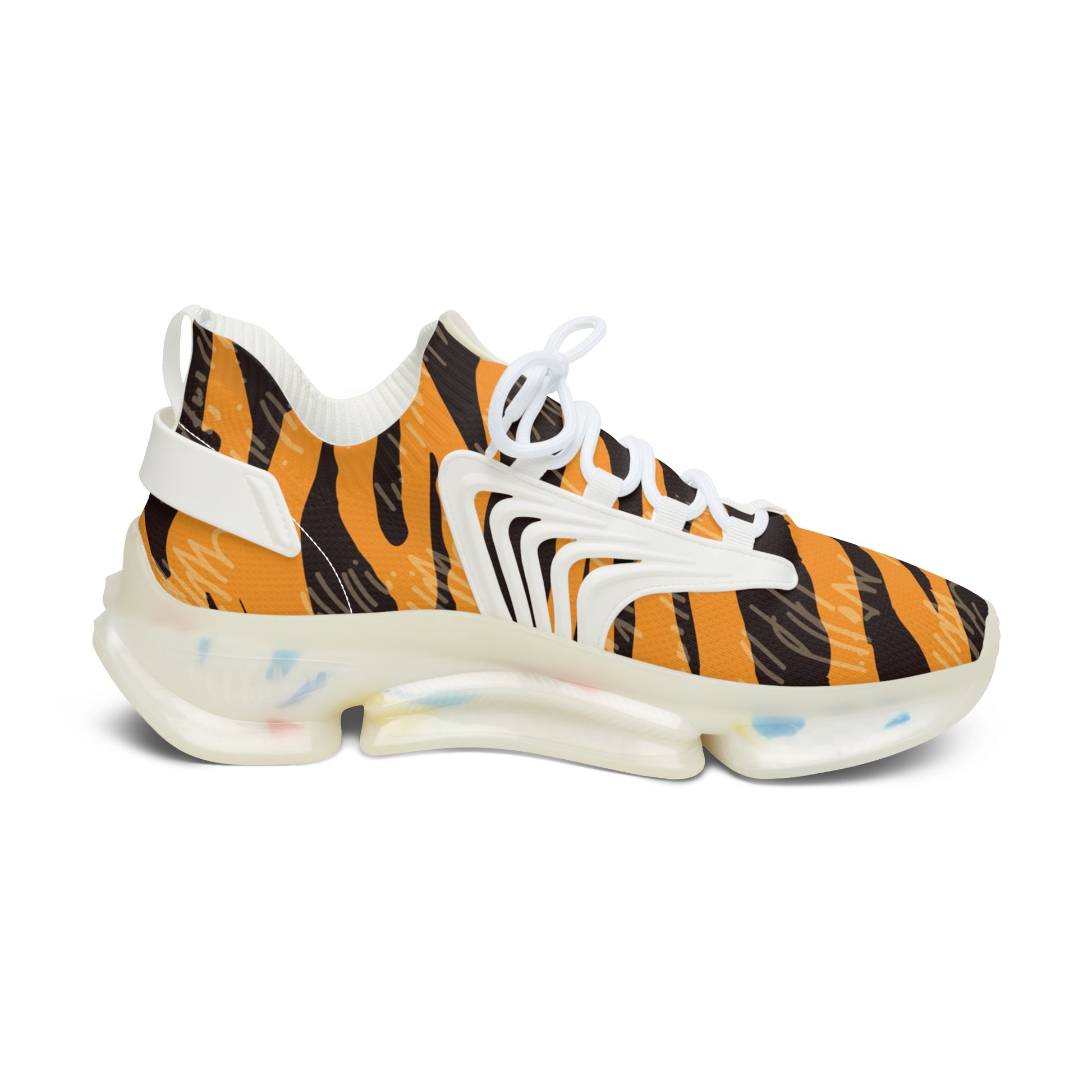 Tiger Scratches Orange and Black Women's Mesh Sneakers, Artsulli - Art is Long, Life is Short, Shoes, , , , , , , 