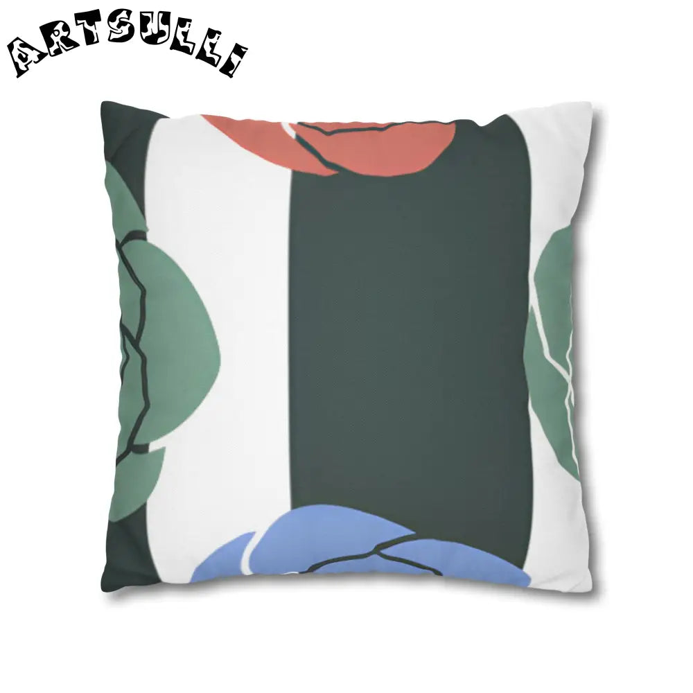 JAKKOUTTHEBXX Striped Rose Garden Spun Polyester Square Pillowcase
