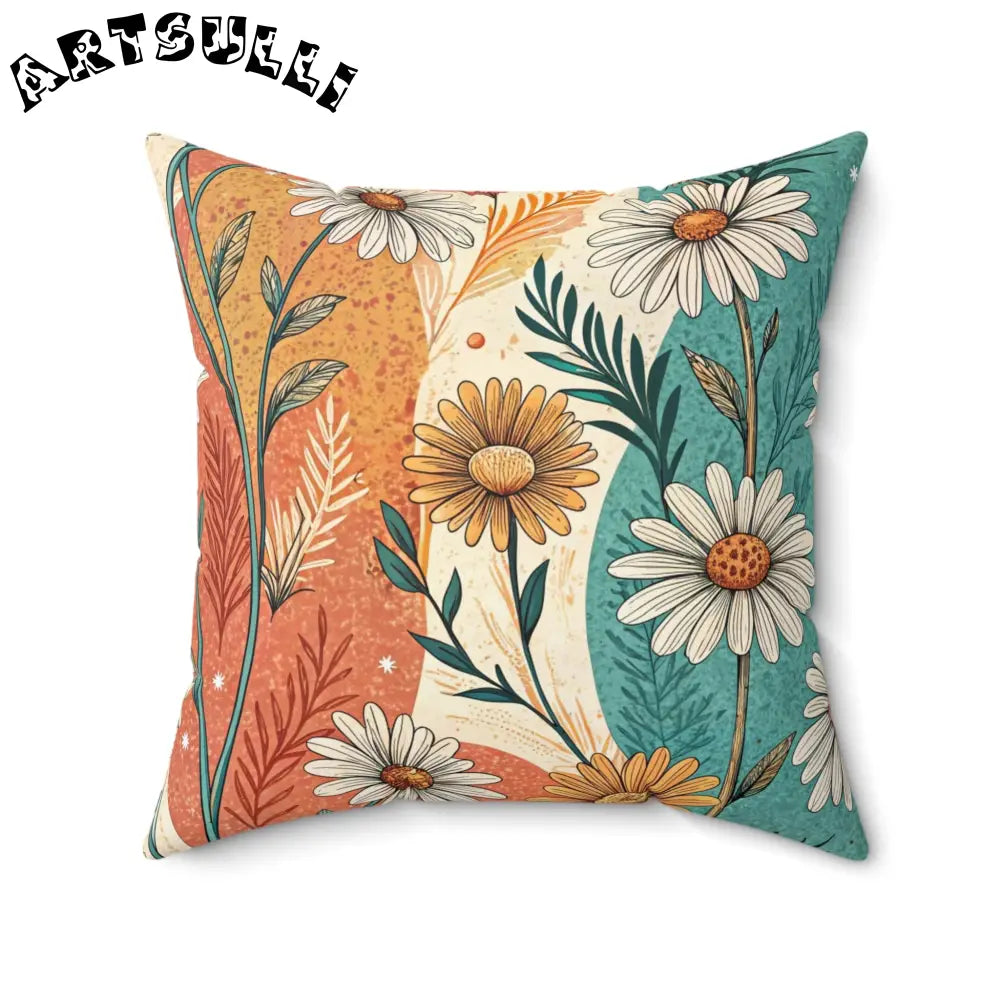 JAKKOUTTHEBXX Retro Daisy Dream Spun Polyester Square Pillow