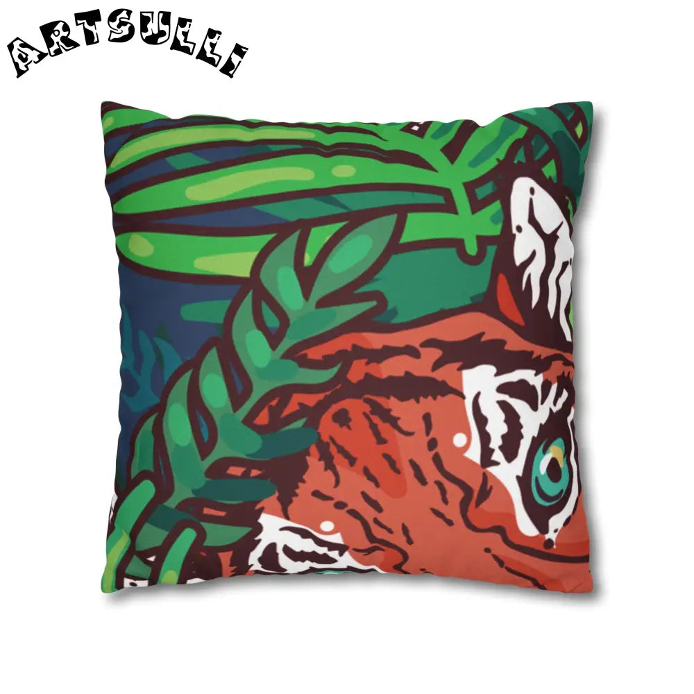 JAKKOUTTHEBXX Tropical Jungle Tigers Blue and Green Spun Polyester