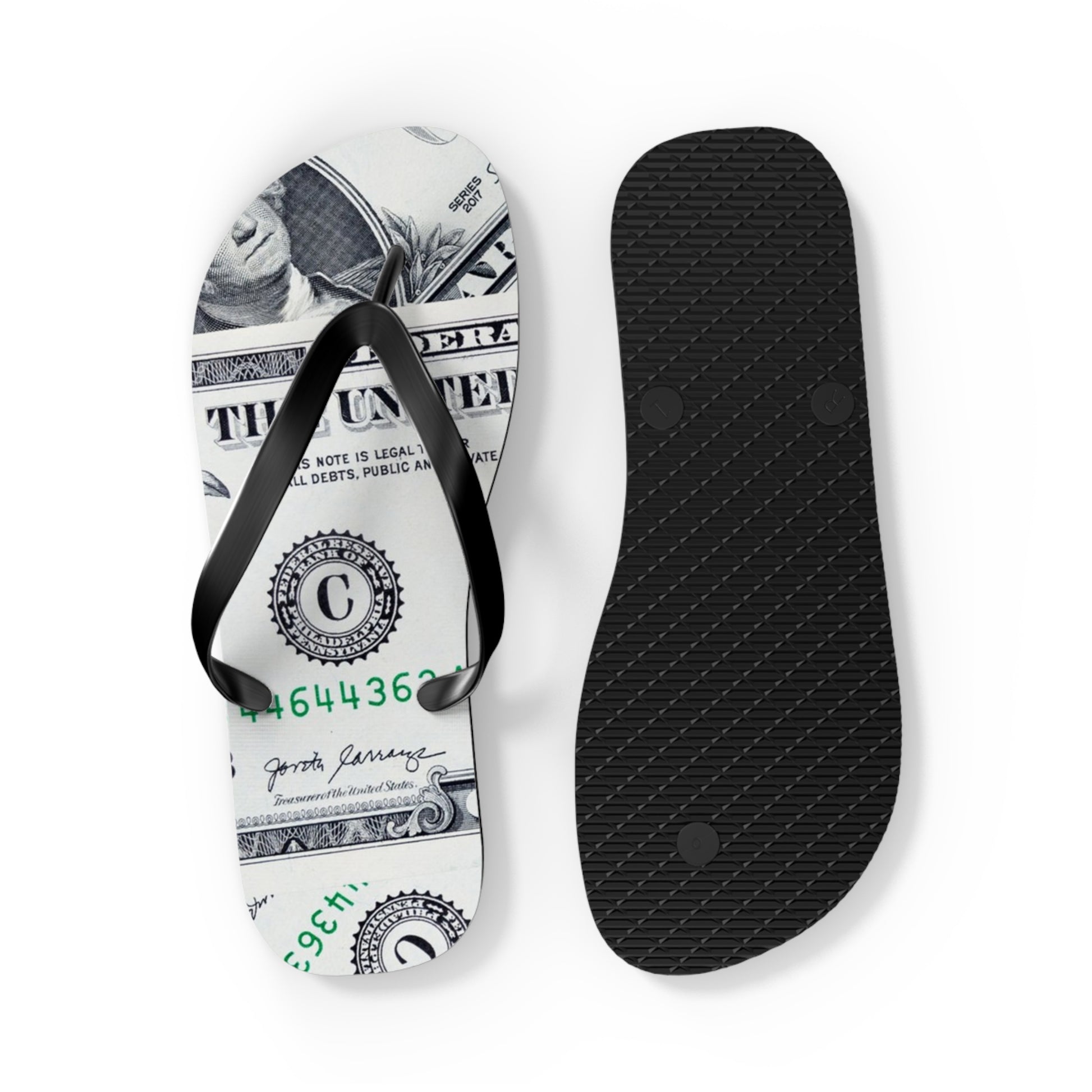 Money Collage Flip Flops, Artsulli - Art is Long, Life is Short, Shoes, , , , , , , 
